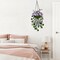 Artificial Hanging Flowers for Outdoors, Fake Hanging Morning Glory Plants & Flowers (White Purple)